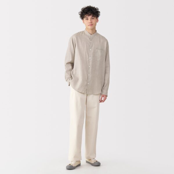 Men's Linen Stand Collar Shirt - Image 28