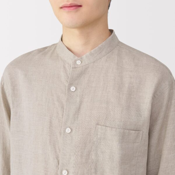 Men's Linen Stand Collar Shirt - Image 31