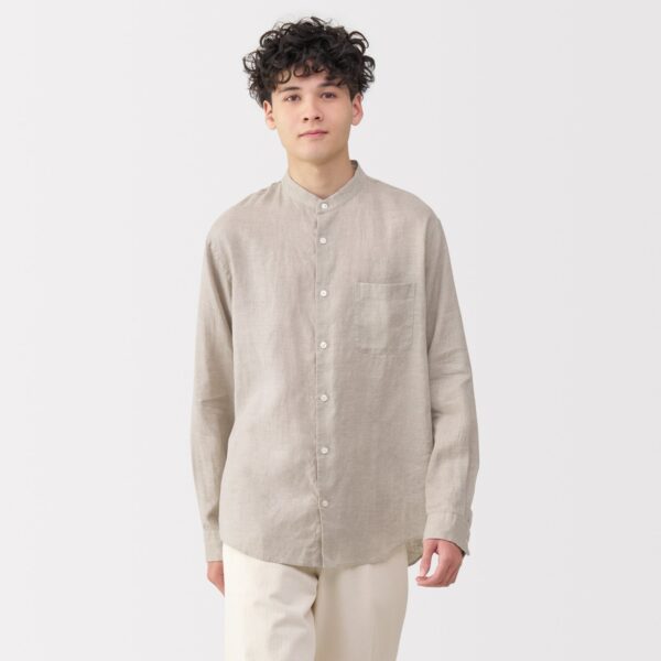 Men's Linen Stand Collar Shirt - Image 27