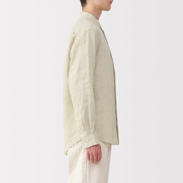 Men's Linen Stand Collar Shirt - Image 5
