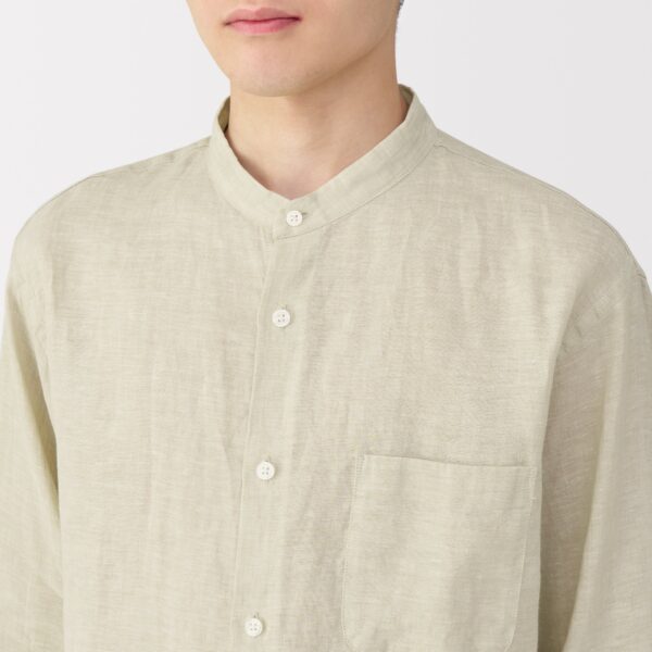 Men's Linen Stand Collar Shirt - Image 7