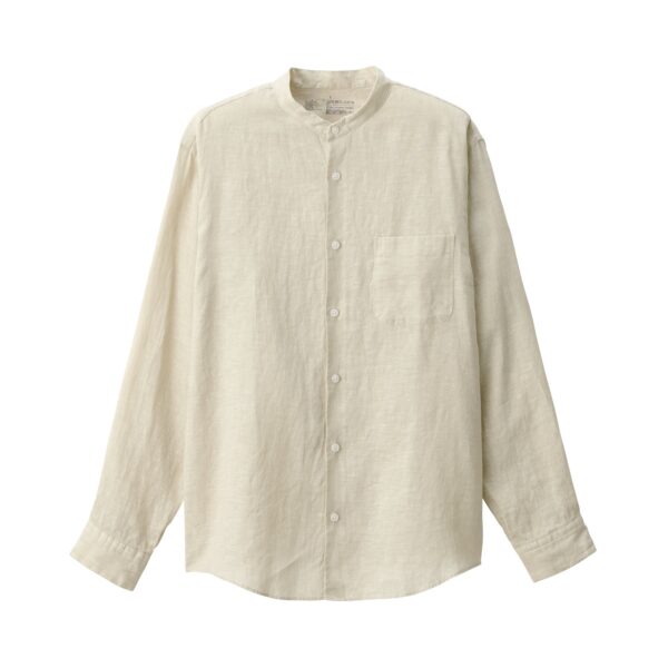 Men's Linen Stand Collar Shirt - Image 2
