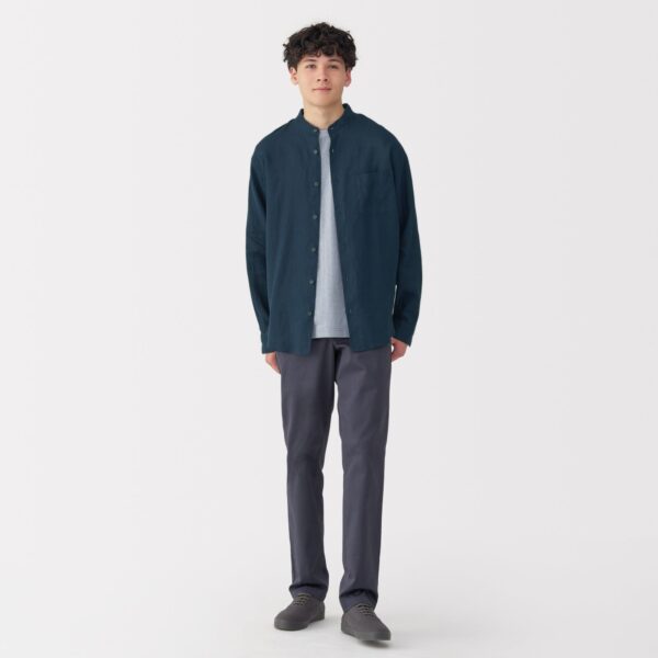 Men's Linen Stand Collar Shirt - Image 36