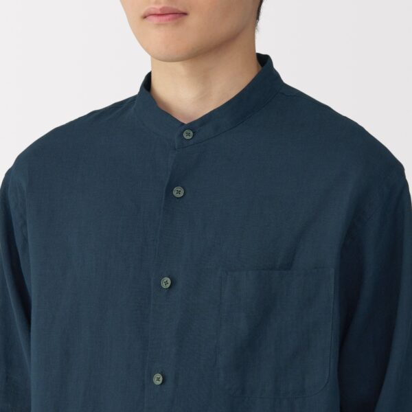 Men's Linen Stand Collar Shirt - Image 39