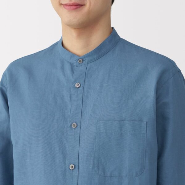 Men's Hemp Cotton Stand Collar Shirt - Image 15