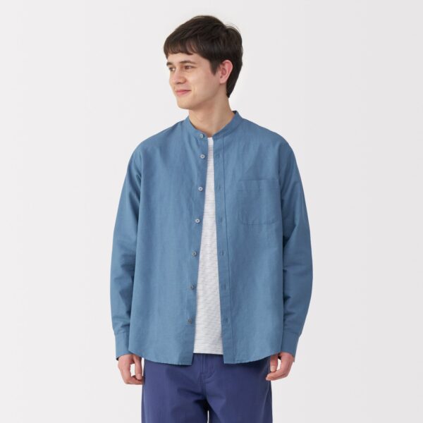 Men's Hemp Cotton Stand Collar Shirt - Image 11