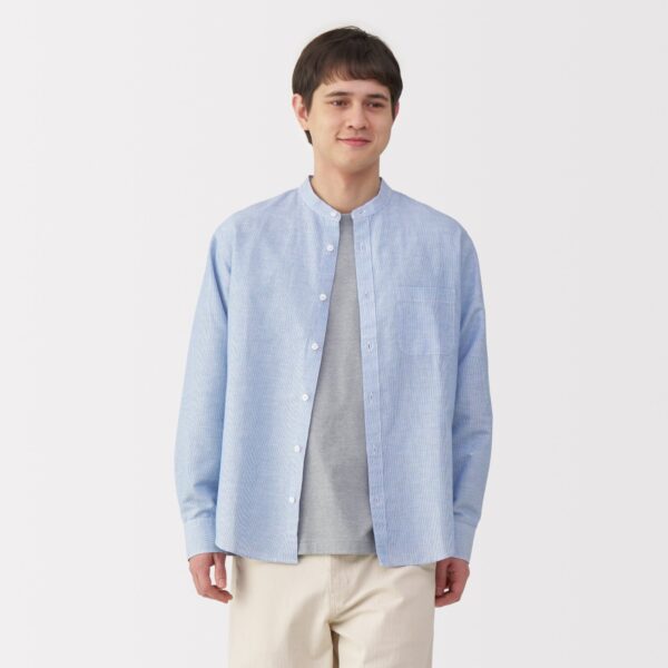 Men's Hemp Cotton Stand Collar Shirt - Image 11