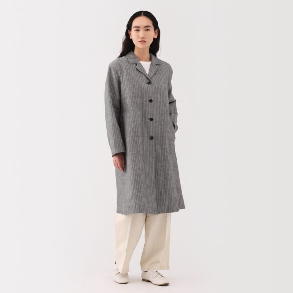 Women's Hemp Cotton Striped Coat - Image 4