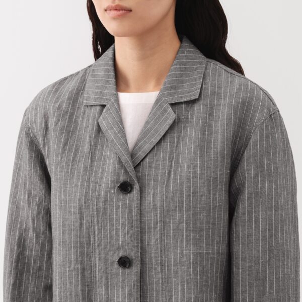 Women's Hemp Cotton Striped Coat - Image 7