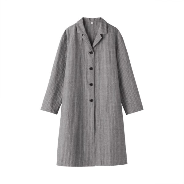 Women's Hemp Cotton Striped Coat - Image 2