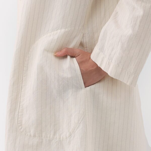 Women's Hemp Cotton Striped Coat - Image 17