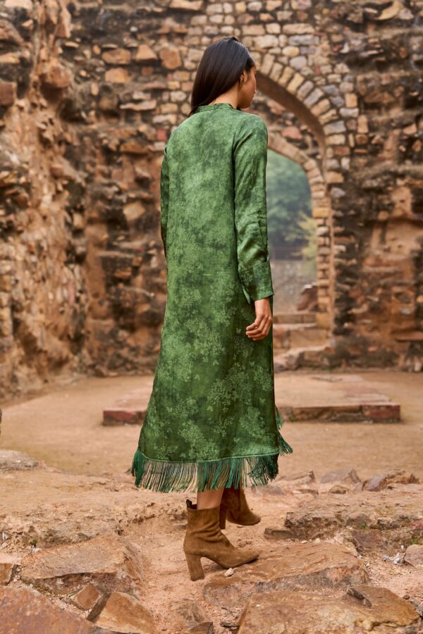 Jacquard Fringe Midi Shirt Dress - Image 4
