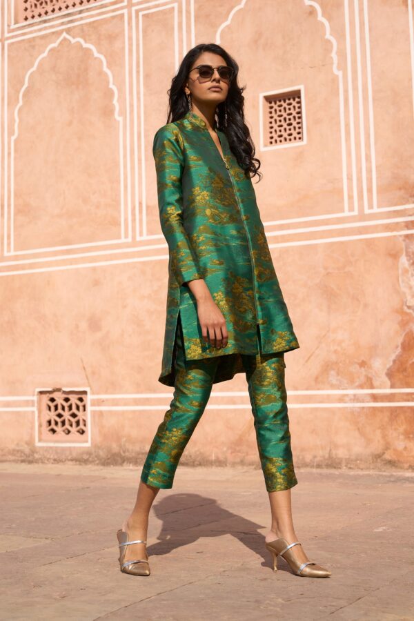 Patterned Brocade Longline Top and Pant - Image 6