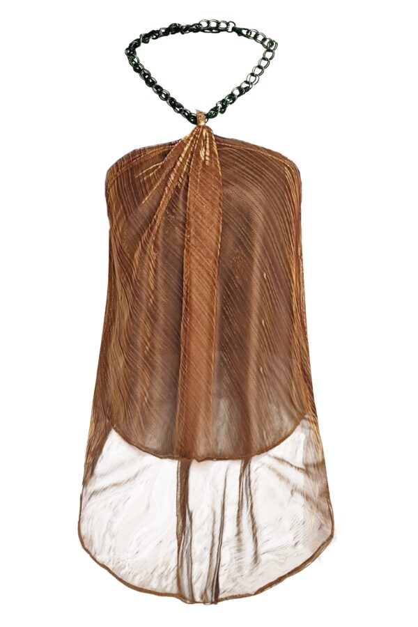 Drape & Chain Lamé Top - Image 2