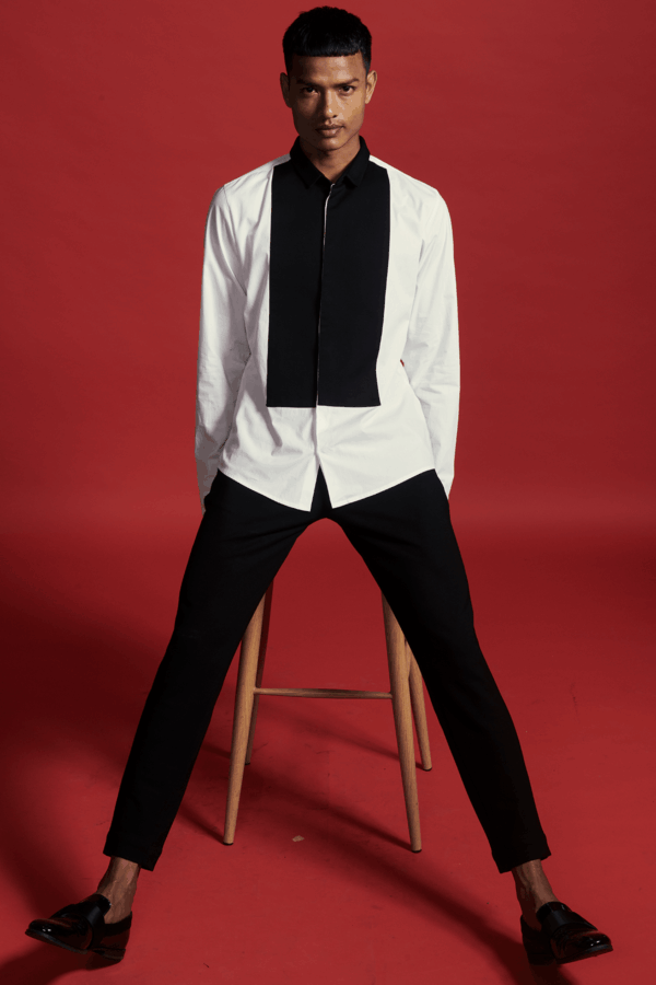 Contrast Tuxedo Shirt