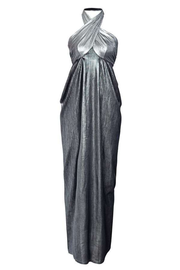 Metallic Block Halter Gown - Image 2