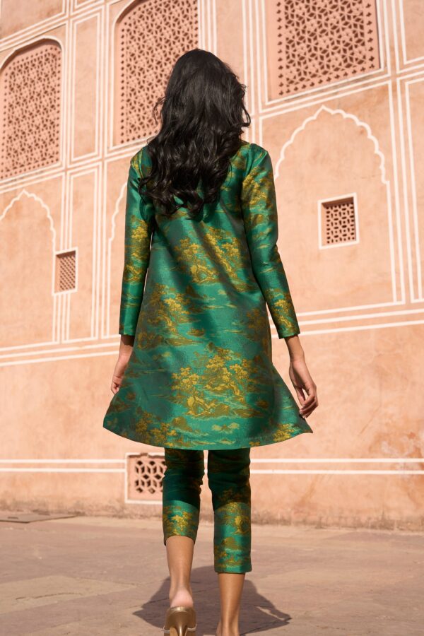 Patterned Brocade Longline Top and Pant - Image 4