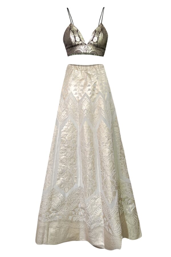 Brocade Bralette and Maxi Skirt Set - Image 2