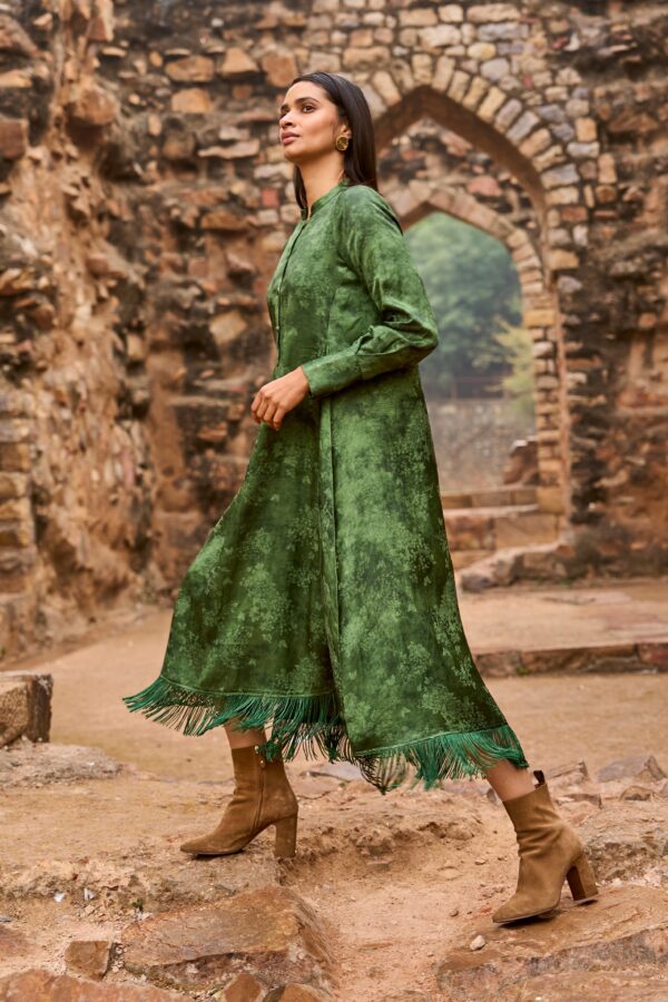 Jacquard Fringe Midi Shirt Dress - Image 6