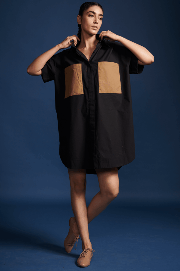 Contrast Pocket Shirt Dress