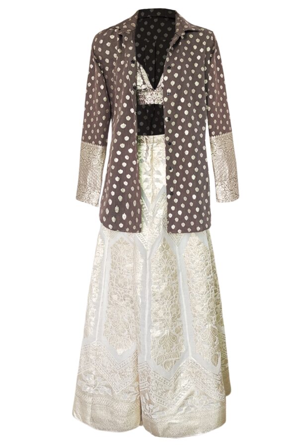 Brocade Shirt, Bralette and Maxi-Skirt Set - Image 2