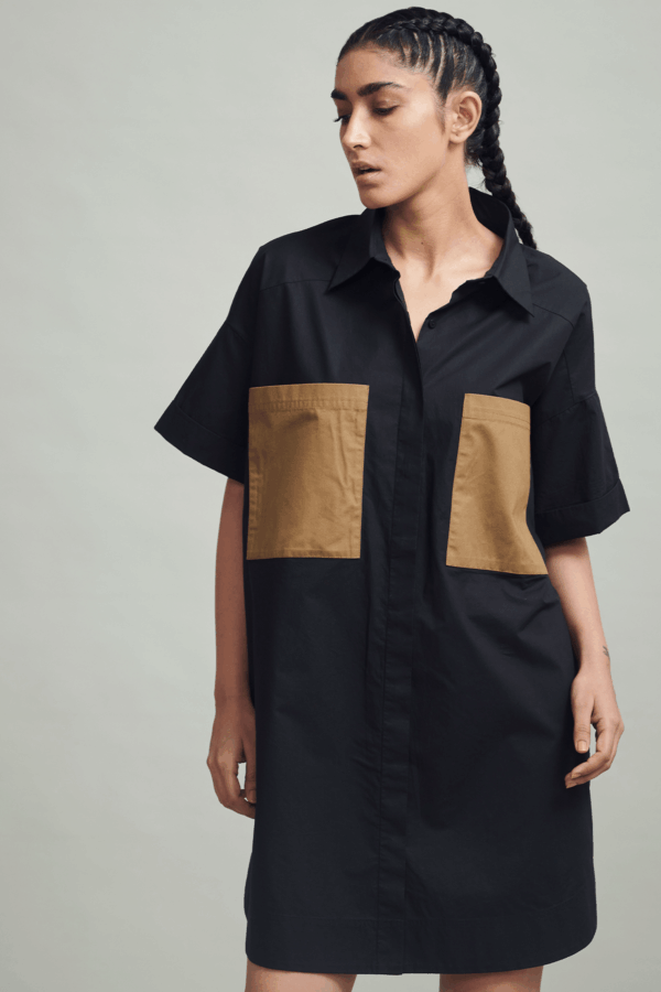 Contrast Pocket Shirt Dress - Image 10