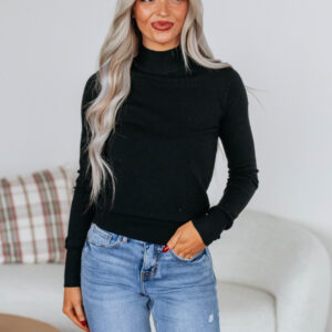 Afton Mock Neck Top - Black
