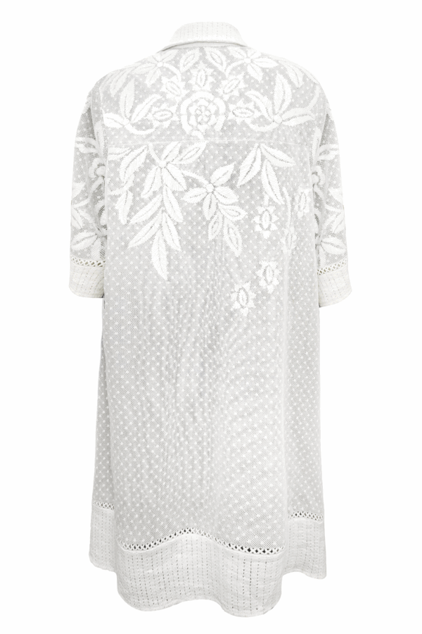 White Ribbon Embroidered Shirt Dress - Image 3