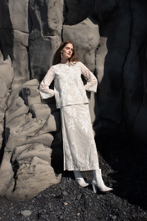 White Ribbon Embroidered Top - Image 6