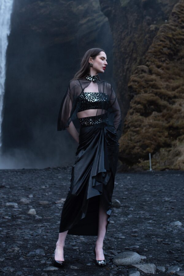 Mirror Embroidered Bralette and Cape Set - Image 3