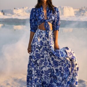 Porcelain Print Tie Top