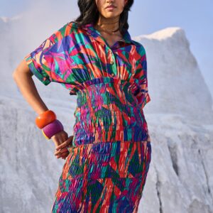 Abstract Smock Shirt Dress