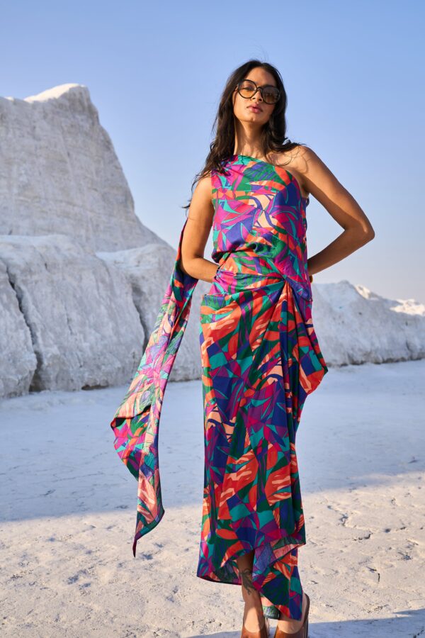 Abstract Printed Drape Top - Image 7