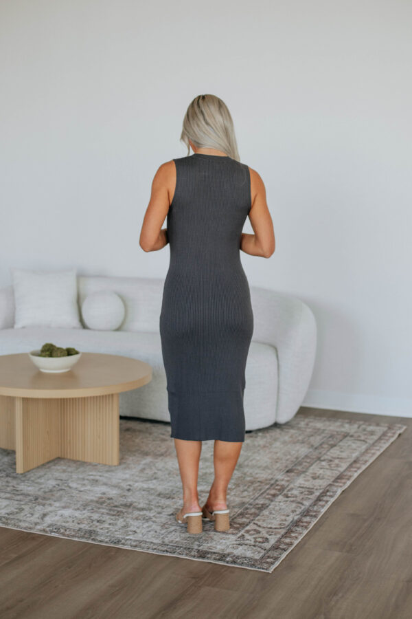 Carina Midi Dress - Charcoal - Image 5