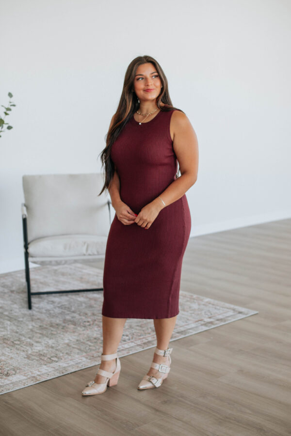 Carina Midi Dress - Merlot - Image 5