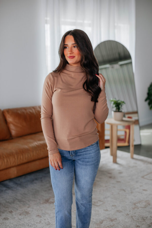 Cene Mock Neck Top - Camel - Image 4