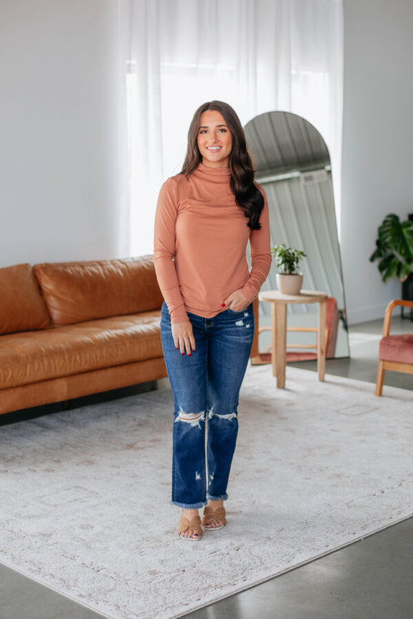 Cene Mock Neck Top - Clay - Image 3