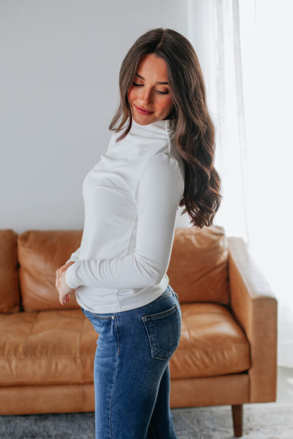 Cene Mock Neck Top - Ivory - Image 2