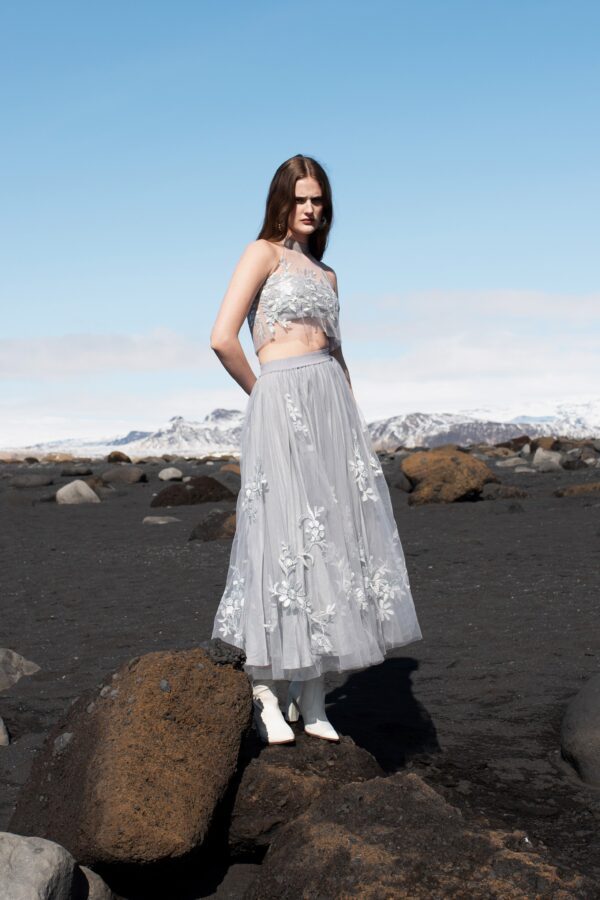 Ribbon Embroidered Maxi Skirt Set - Image 6