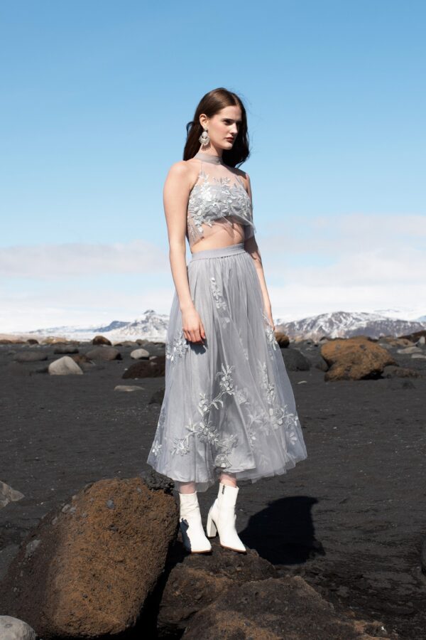 Ribbon Embroidered Maxi Skirt Set - Image 4