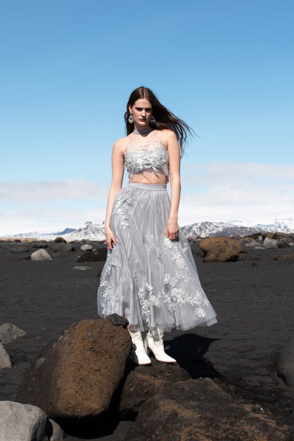 Ribbon Embroidered Maxi Skirt Set - Image 7