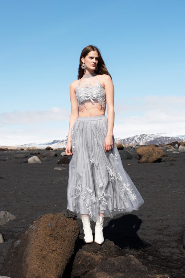Ribbon Embroidered Maxi Skirt Set - Image 8