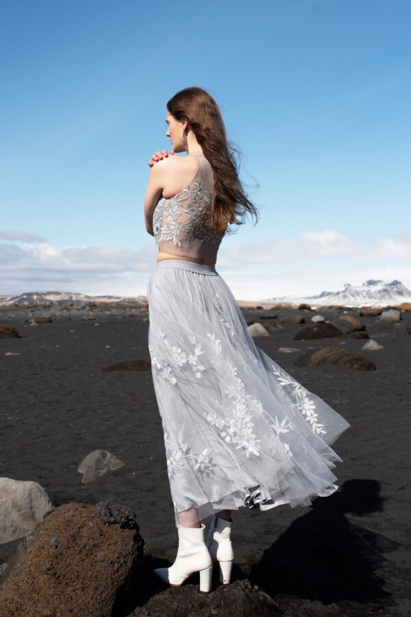 Ribbon Embroidered Maxi Skirt Set - Image 10