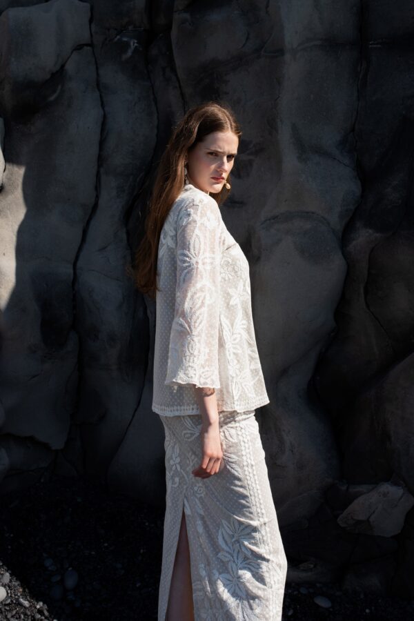 White Ribbon Embroidered Top - Image 7