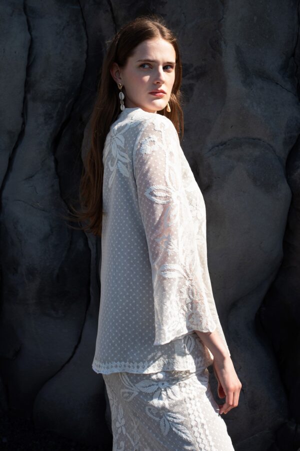 White Ribbon Embroidered Top - Image 4