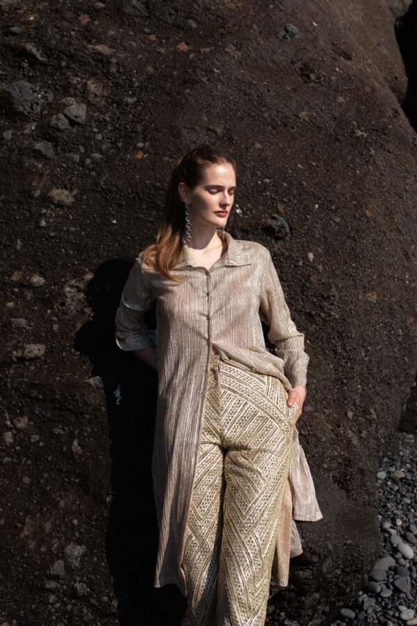 High Waisted Gota Embroidered Pant - Image 4