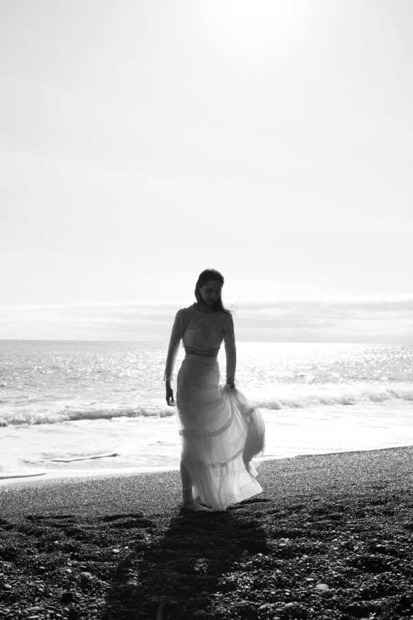 White on White Embroidered Flared Tulle Skirt - Image 14