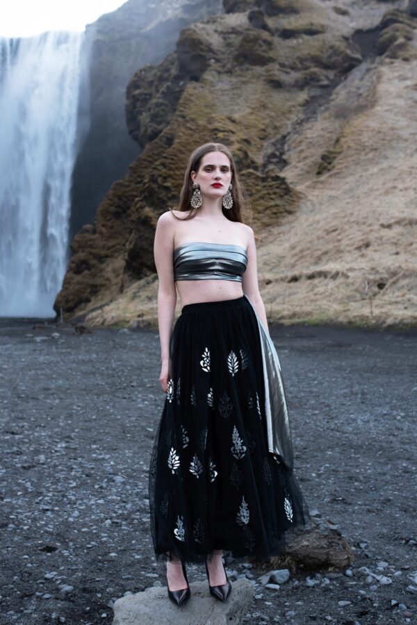 Draped Metallic Bandeau Top - Image 7