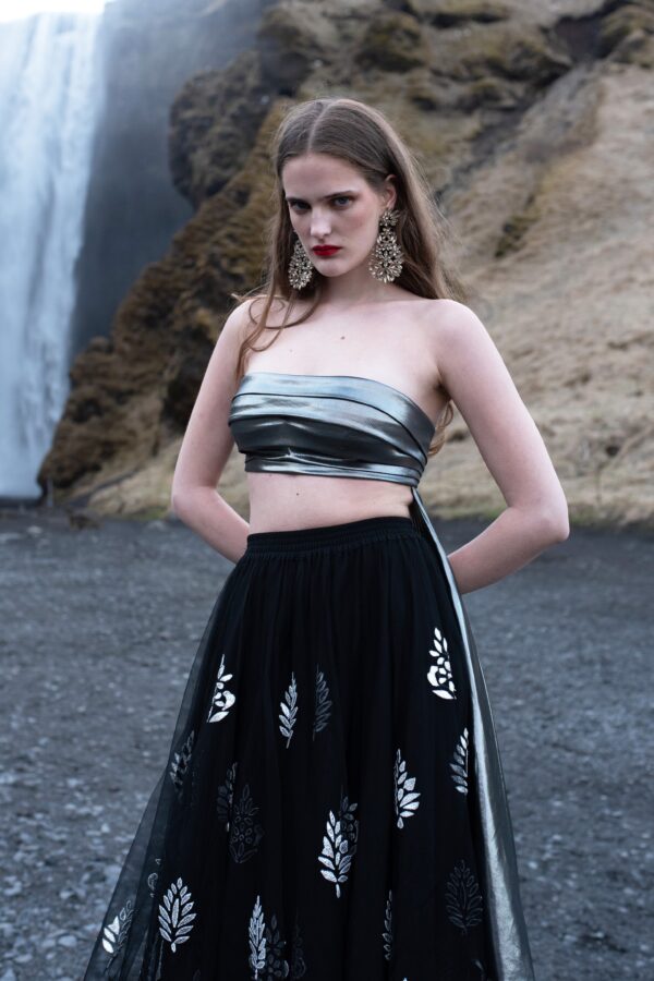 Draped Metallic Bandeau Top - Image 4