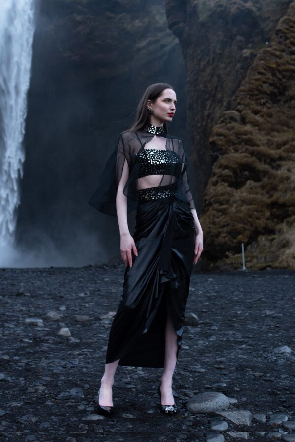 Mirror Embroidered Bralette and Cape Set - Image 5